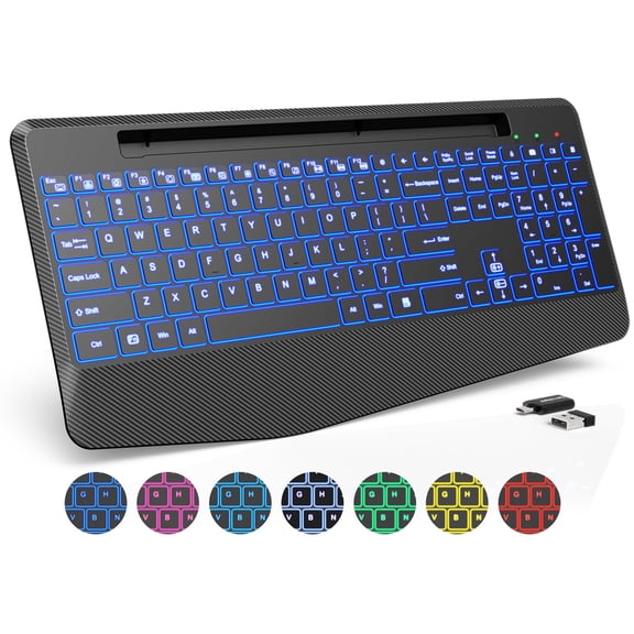 Wagpak RGB Lighting Wireless Ergonomic Keyboards,with Wrist Rest, Black