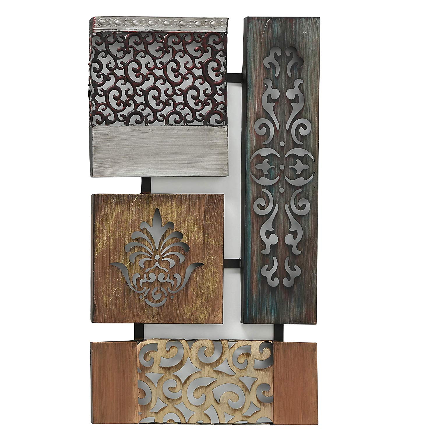 Four Floating Rectangles Wall Decor, Ornate Scroll Cut Out Details