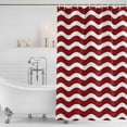 thumbnail image 4 of Red White Waterproof Fabric Shower Curtain,Modern Abstract Waves Water Ripple Striped Waterproof Fabric Shower Curtain for Bathroom Curtains Bathtubs Hotel Shower Curtains with 12 Hooks Stall 48x72in, 4 of 8