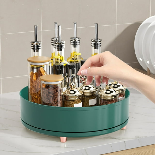 HOZADOIE Seasoning Packet Tray Storage & Organization 360 Degree Rotating Storage Tray Cosmetics Perfume and Condiment Bag Organizer Large Capacity Cosmetics Desktop Storage Tray