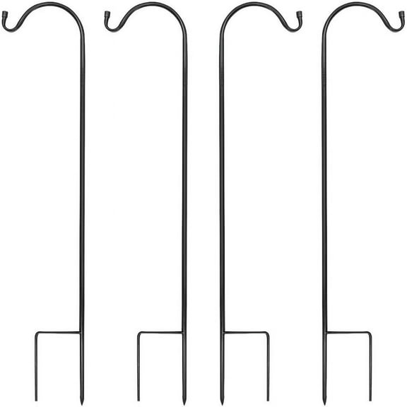 SNYNUXX Metal Heavy Duty Shepherds Hook, Adjustable Shepards Hooks for Outdoor, Black Plant Hooks Pole - Pack of 4