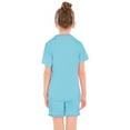 thumbnail image 4 of Gbsyewxs Girls Outfits Sets Short Sleeve Lapel Solid Color Tops And Shorts Set 2 Piece Loungewear Summer Toddler Outfits Light Blue Size 5-6 Years, 4 of 4