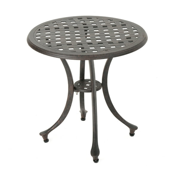 GDF Studio Prostaff Outdoor Cast Aluminum Round Side Table, Bronze