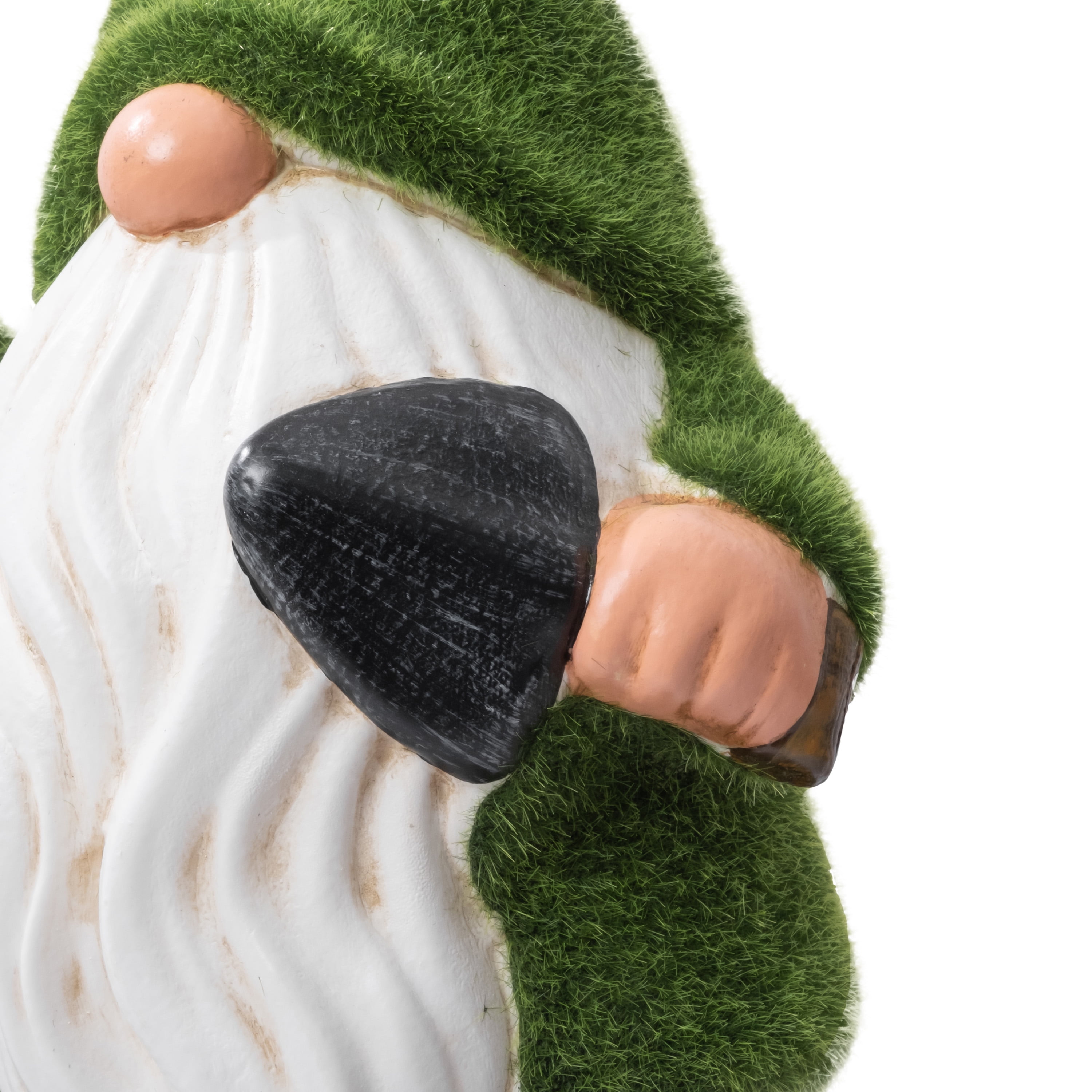 Mainstays Solar Mossy Gnome Garden Statue with LED Lantern