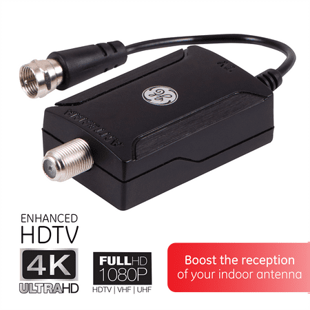 GE Indoor HDTV Antenna Amplifier, VHF UHF 1080P 4K, 42178