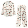 thumbnail image 4 of SCRAWLGOD Cherry Pajama Set for Women Long Sleeve Button Down Pajamas Set of 2 Size 2XL V Neck Pj for Women Sleepwear Washable Womens Fall Pjs Set with Pockets, 4 of 7