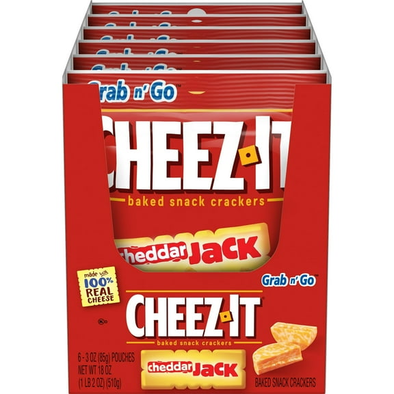 Cheez-It Cheddar Jack Baked Snack Crackers – 6 Pack × 3 oz Each – Bold Cheesy Cookies