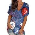 thumbnail image 1 of T-shirts d'Été Grande Taille pour Femmes, Col Rond, Imprimés, Manches Courtes, T-Shirt Blouse, Hauts Amples, T-Shirt à Col en V pour Femmes en Liquidation, 1 of 5