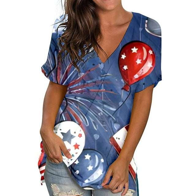 T-shirts d'Été Grande Taille pour Femmes, Col Rond, Imprimés, Manches Courtes, T-Shirt Blouse, Hauts Amples, T-Shirt à Col en V pour Femmes en Liquidation