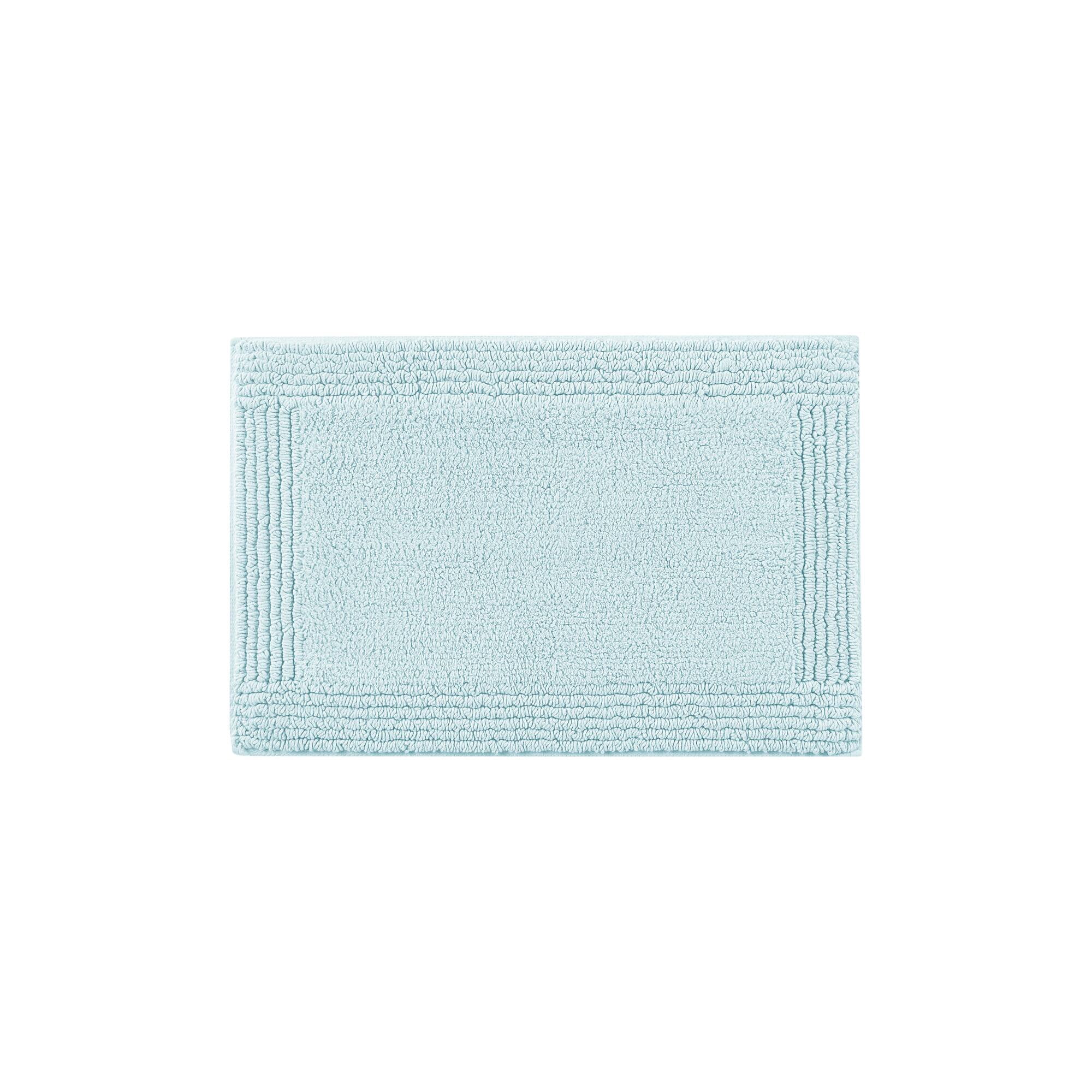 100% Cotton Tufted 3000 GSM Reversible Bath Rug 17x24" Blue Ultra Plush Dense Machine Washable Bathroom Rug
