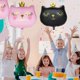 thumbnail image 3 of globos de aluminio con forma de gato y corona de 36 pulgadas, diseño de gato, para decoración de fiestas de cumpleaños infantiles, bodas y baby showers., 3 of 5