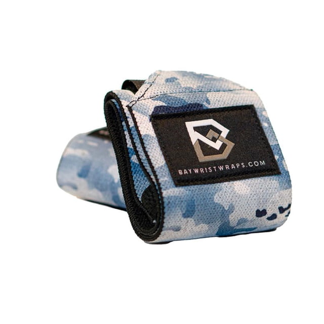 Bay Muñequeras para levantamiento de pesas, muñequera de entrenamiento, ajustable, talla única, cómodas muñequeras para levantamiento de pesas con correas para el pulgar en camuflaje ártico, muñequera