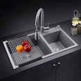 thumbnail image 4 of Rolling Dish Drainer Roll up Dish Drying Rack Over Sink Stainless Still 17.6''LX11.2''W Foldable Dryer Rack for RV and Camper by (Black), 4 of 8