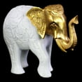 thumbnail image 1 of Urban Trends Polyresin Standing Elephant Figurine with Embossed Floral Design and Gold Head, 1 of 2