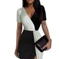 thumbnail image 3 of Gvmfive Women Dresses Party Cocktail V Neck Wrap Split Bodycon Dress, 3 of 4
