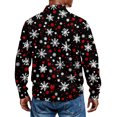 thumbnail image 4 of Men's Casual Style Christmas Print Loose Fit Henley Shirt Long Sleeve Top for Relaxed Comfort, Holiday Themed Casual Wear for Men,Black,L, 4 of 7