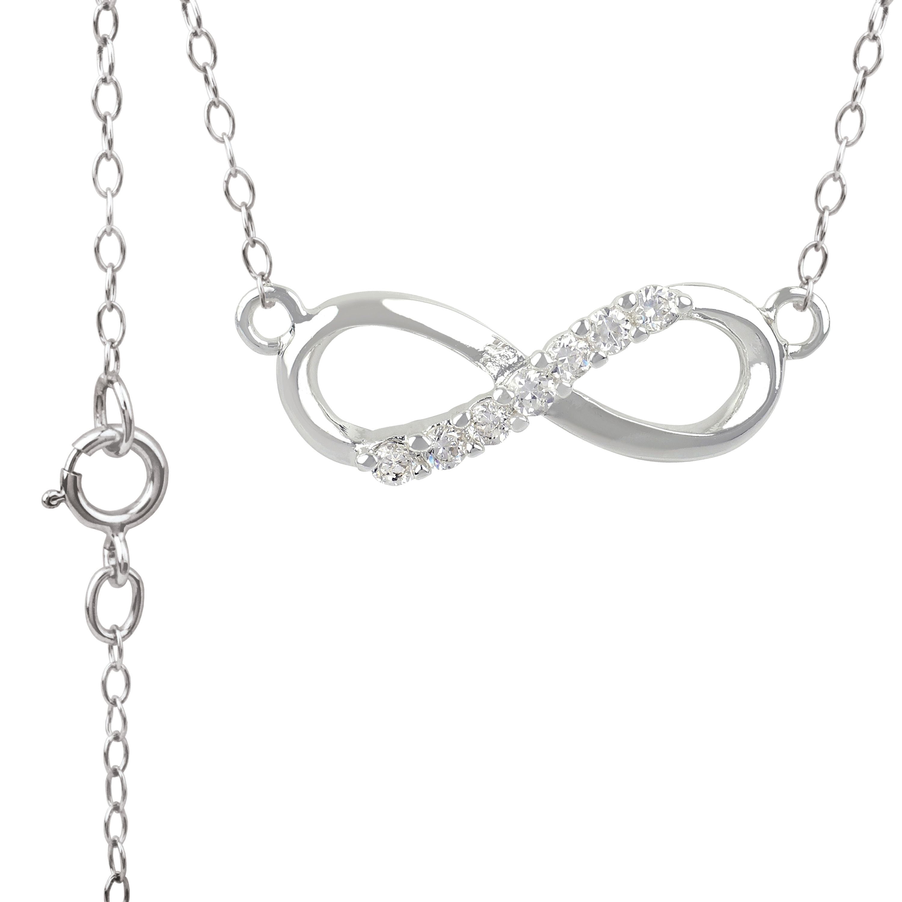 Brilliance Fine Jewelry Simulated Diamond Sterling Silver Infinity Pendant