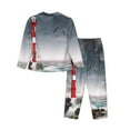 thumbnail image 2 of Kll 3d Lighthouse In The Surf Print Women'S Long Sleeve Pajamas With Pants Sleepwear Loungewear 2 Set-Xx-Large, 2 of 9