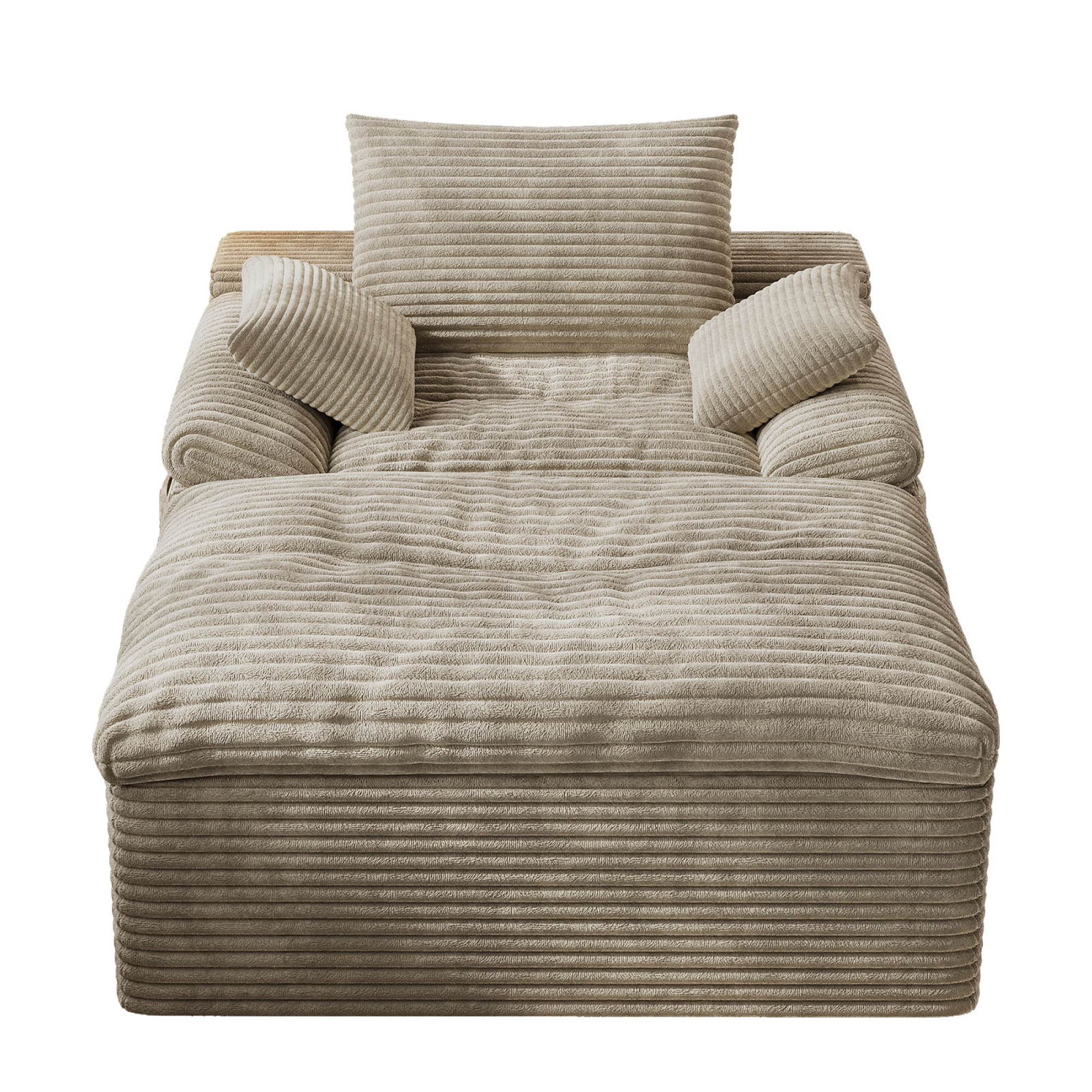 HOQBN 65" Chaise Lounge Chair Indoor,Oversized Boneless Sofa Bed with 3 Pillows,Cloud Reading Chair for Living Room Bedroom, Deep Seat Sleeper Couch, No Assembly Required,Camel