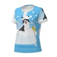 thumbnail image 2 of Naloa Collie in Bathtub Print T-Shirts Short Sleeve V Neck Tees for Women Fashion Tops Trendy Lightweight Soft Casual Summer Outfits Clothes, 2 of 5