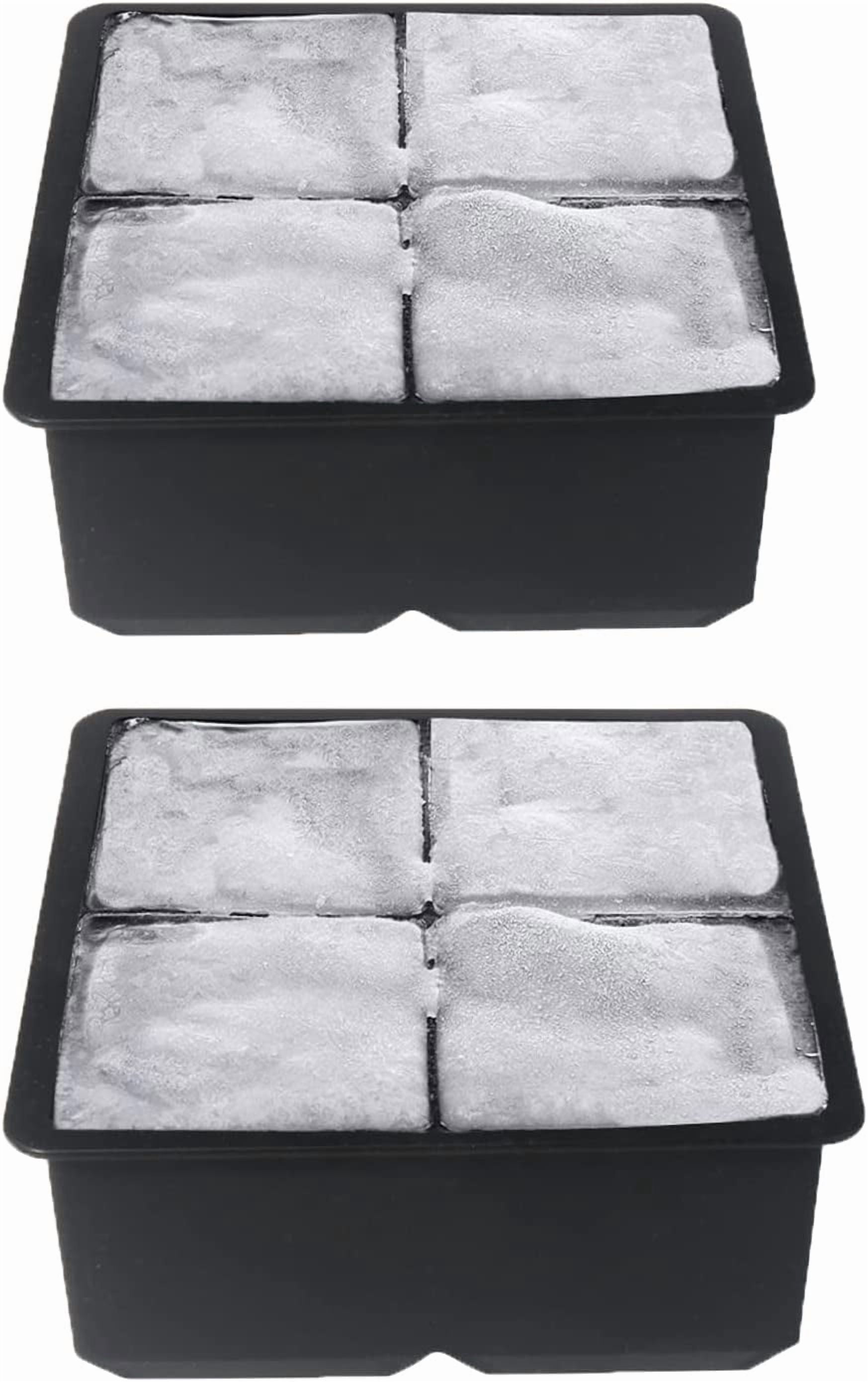Large Ice Cube Trays Silicone (2.5-Inches) - Giant Cocktail Silicone Ice Maker, Scotch Whiskey Ice Cube, Easy Release Reusable Ice Cubes,Food Grade (Black 2 Tray)