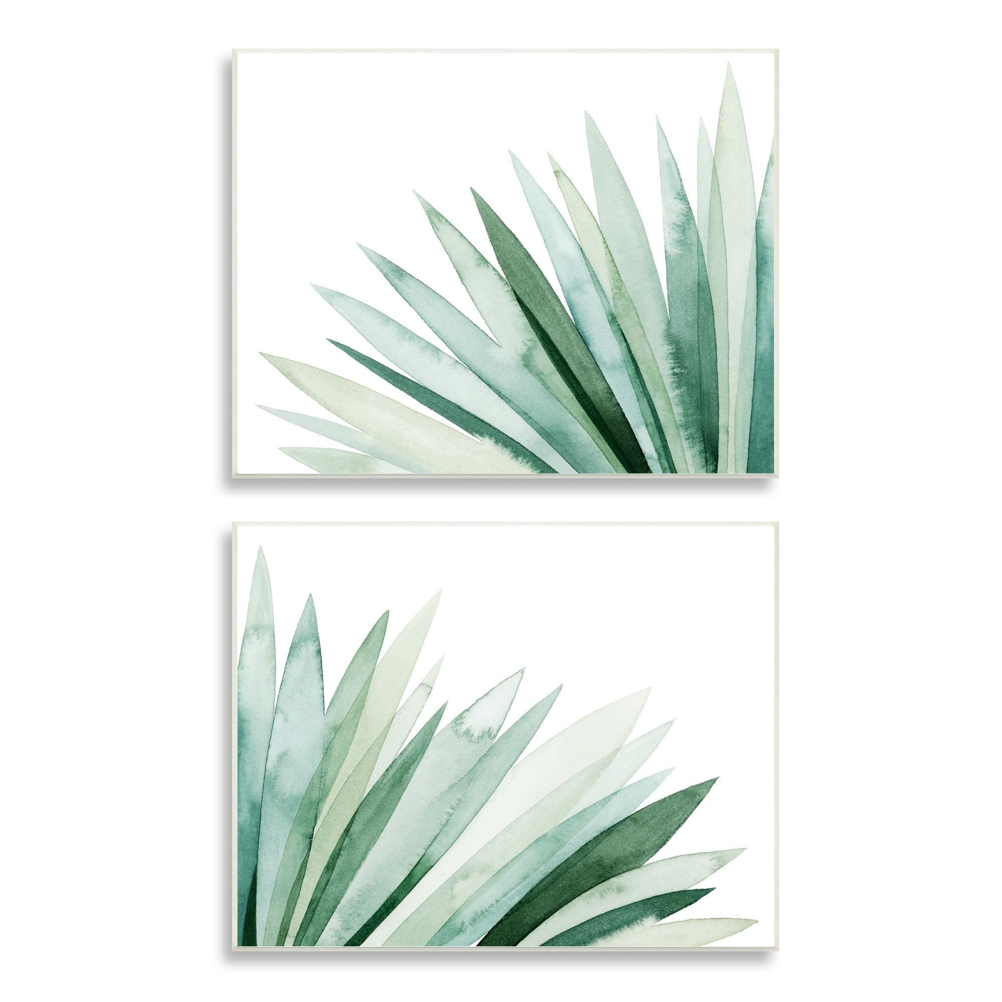 Stupell Lush Green Botanicals Grass Leaves Watercolor Detail Wood Wall Art 10 x 15