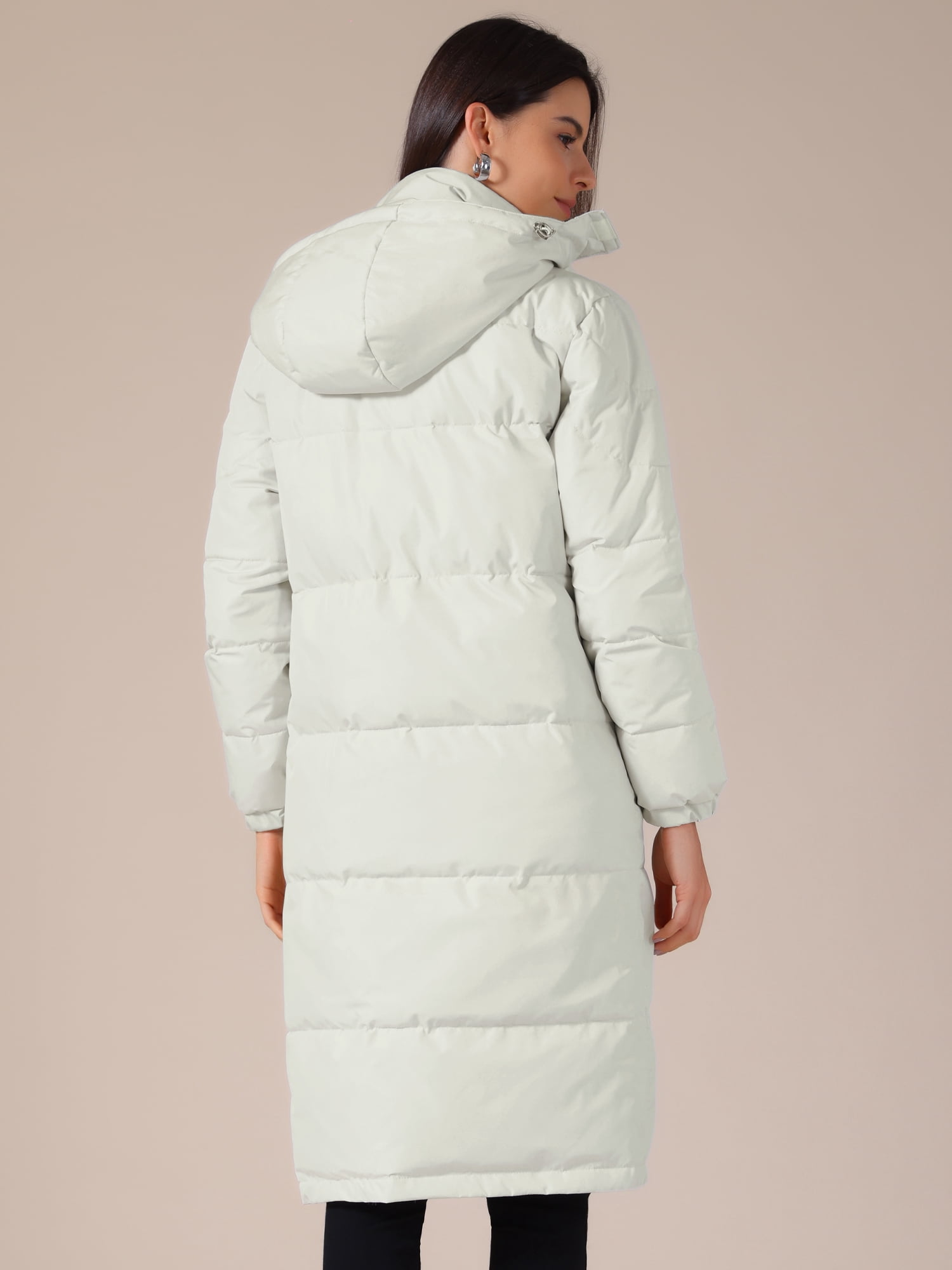 DARING DIVA Women's Warm Parka Down Hooded Outwear Thicken Puffer Coat L White