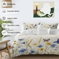 thumbnail image 3 of Blue Yellow Floral Bedding Duvet Cover Set Queen Size 4 Pieces Butterfly Watercolor Plants Paddy Vintage Bedding Set with Zipper Closure, 1 Comforter Cover 90x92 Inches 1 Flat Sheet & 2 Pillow Cases, 3 of 7