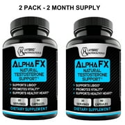 AlphaFX Testosterone Booster Estrogen Blocker Supplement for Men with Tribulus Terrestris, Increased Energy, Stamina, Strength - 180 Capsules (2-Pack)