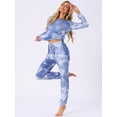 thumbnail image 3 of DARING DIVA Women's 2 Pcs Pajama Sets Kint Sweatshirt Sleepwear Blue Tie dye XL, 3 of 6