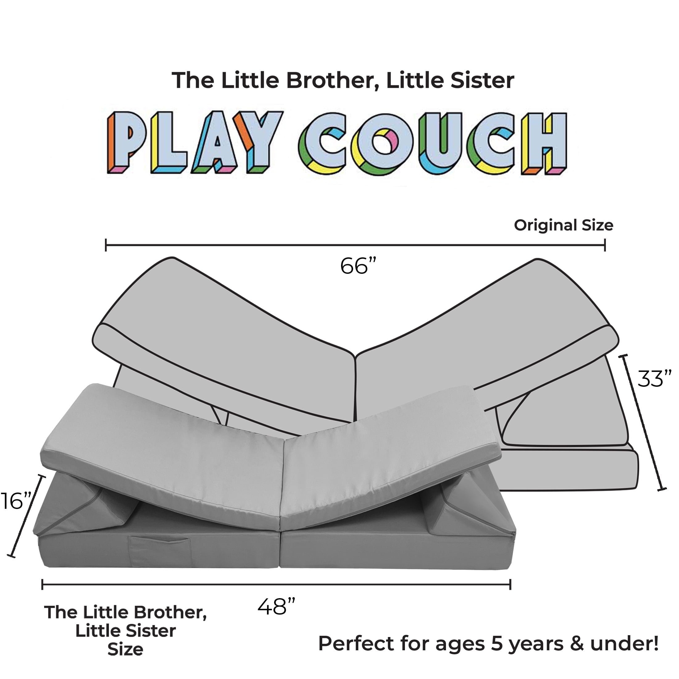 Imaginarium Kids Junior Play Couch, Dark Gray