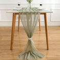 thumbnail image 2 of Chemin de Table en Chiffon Vert Eucalyptus 27x118 Pouces Décorations de Mariage en Polyester, 2 of 4