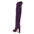 thumbnail image 4 of FSJ Women Chunky High Heel Thigh High Boots Round Closed Toe Stretch Over The Knee Long Boot Side Zip Walking Comfort Shoes Size 12 Purple, 4 of 4