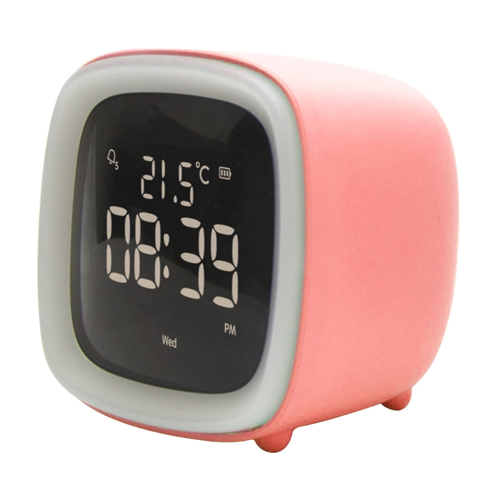 Grofry Cartoon Rabbit Ear Shape Rechargeable Digital Display LED Nigh Light Alarm Clock Blue Deer