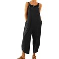 thumbnail image 1 of Salopette Ajustable Sans Manches en Coton et Lin pour Femmes, Ample, avec Poches, 1 of 7