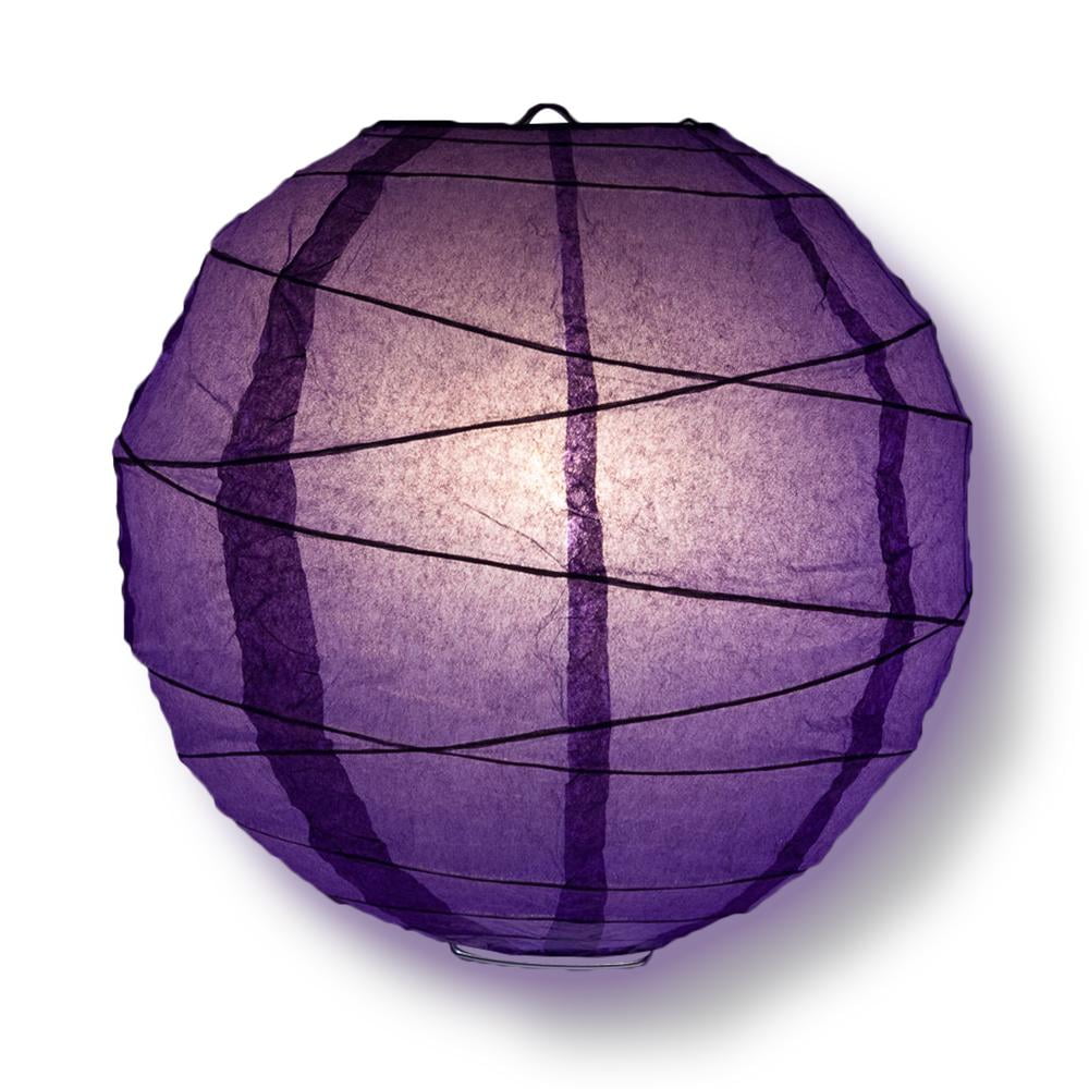 Quasimoon 12' Royal Purple Round Paper Lantern, Crisscross Ribbing, Hanging Decoration by PaperLanternStore