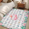 thumbnail image 4 of Pink Flamingo Area Rugs 4'x6', Washable Small Throw Rugs for Office Bathroom, Green Summer Tropical Botanical Grey Plaid Indoor Outdoor Rug Non-Slip Low Pile Carpet Runner Reversible Floor Mats, 4 of 8