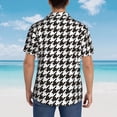 thumbnail image 4 of Balery Houndstooth Black And White Camisas hawaianas de manga corta para hombre, camisas playeras de corte holgado, camisas de vacaciones con botones,3X-Large, 4 of 7