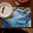 thumbnail image 5 of Blue Marble Gold Wave Pattern Summer Placemats Table Placemats Set Of 4-Linen Kitchen Washable Placemats Table Mats 11.8"x17.7" Non-Slip Heat Resistant, 5 of 6