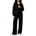 thumbnail image 2 of Atkumj Womens 2 Piece Sweatsuits Sets Stylish Half Zip Stand Collar Sweatshirts and Drawstring Straight Leg Sweatpants Tracksuit Set Casual Solid Color Fall Sets for Women with Pockets S, 2 of 5