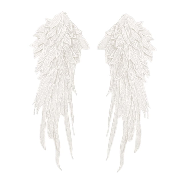jifeng 2 Pièces Ange Ailes Appliques DIY Appliques Brodées pour Robe Robe Manteau Blanc