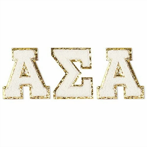 Sorority Shop Alpha Sigma Alpha Chenille Letter Stickers - Adhesive Back, Set of 3 Greek Letters