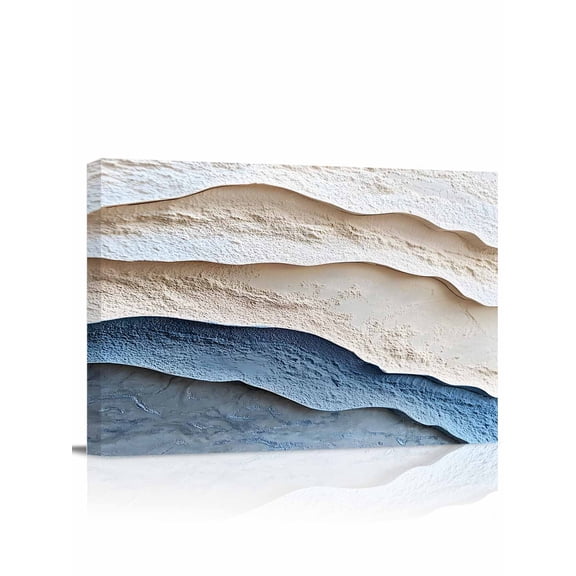 Blue Beige Wall Art for Living Room, Canvas Picture Wall Decor for Bathroom Bedroom, Modern Coastal Wave Abstract Art Painting Artwork for Office Kitchen Hallway Dining Room Home Decorations 12"x16"