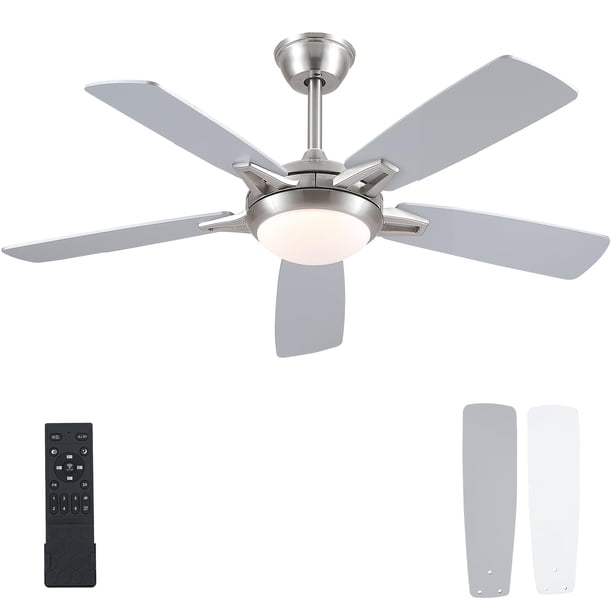Ventilador de techo Kviflon 132 cm con luces y mando a distancia de 6 velocidades, níquel