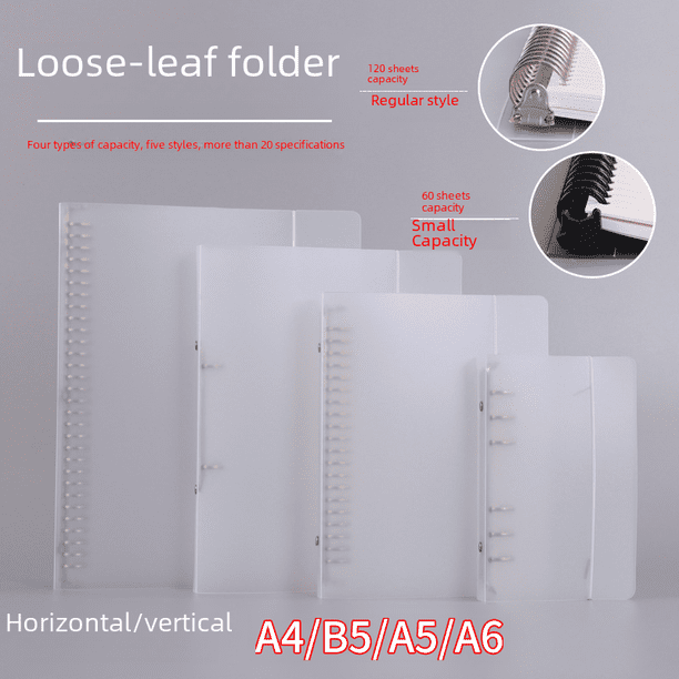 A4B5A5A6 Carpeta de hojas sueltas de sarga esmerilada Cuenta de mano 2 agujeros 4 agujeros Carpeta de almacenamiento de archivos transparente de plástico PP
