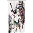 thumbnail image 3 of Hummingbird Stall Shower Curtain, Art with Lily Flowers Birds and Color Splashes in Watercolor Painting Style, Fabric Bathroom Set with Hooks, 36W X 72L Inches Long, Orange Blue, by Ambesonne, 3 of 3