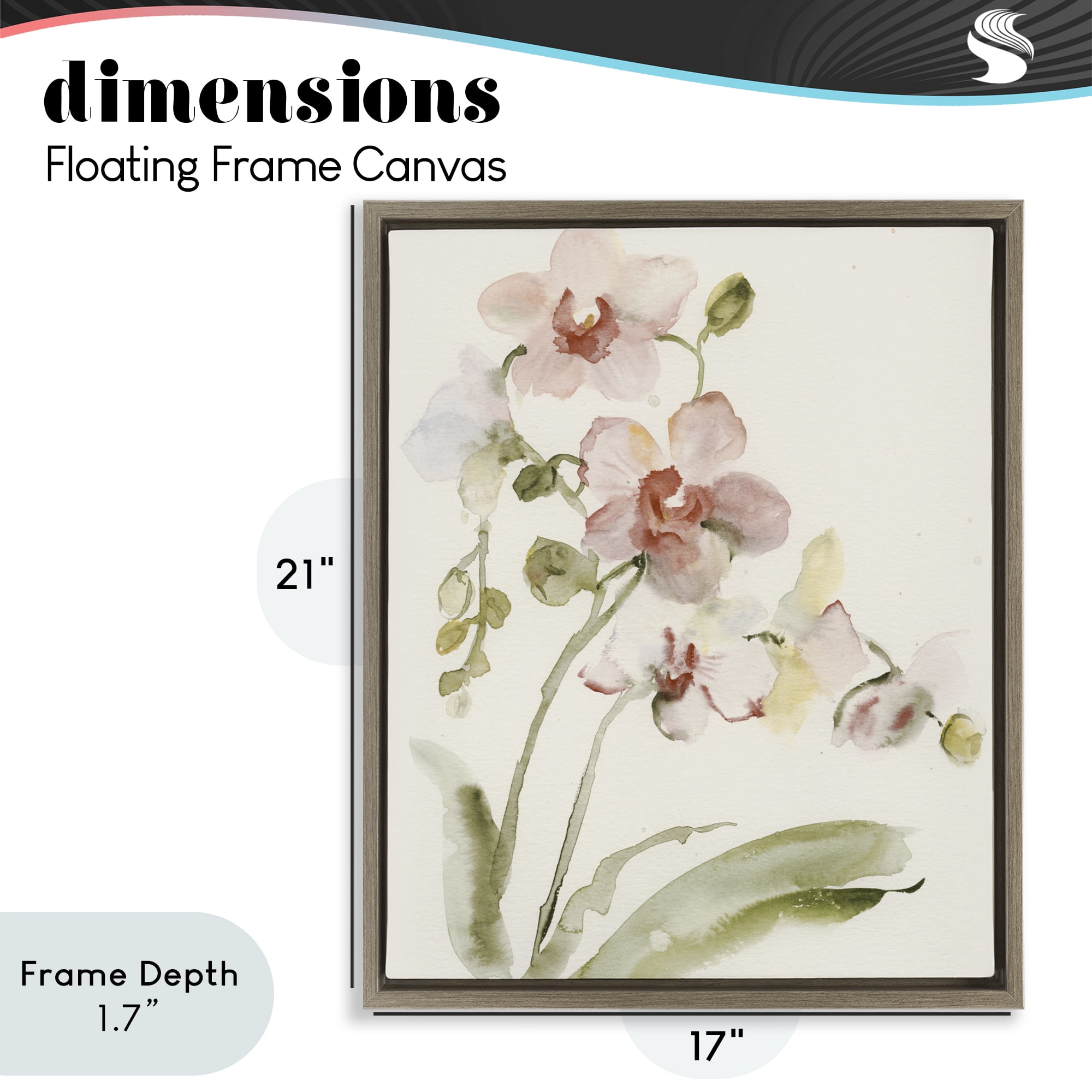 Stupell Industries Gentle Pink Orchid in Bloom Brown Framed Floater Canvas Wall Art, design by Victoria Barnes