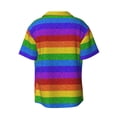 thumbnail image 2 of Easygdp Colorful Glitter Rainbow Men's Casual Short-sleeved Shirt with Pocket and Button Suitable for Beach Vacation Leisure - Small, 2 of 7