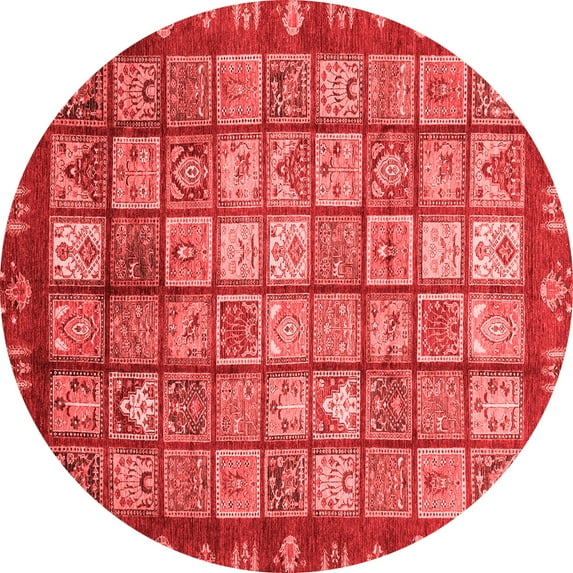 Ahgly Company Indoor Round Abstract Red Modern Area Rugs, 4' Round