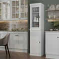 thumbnail image 3 of Palace Imports 100% Solid Wood 16.5" Kitchen Pantry Storage Cabinet with Glass Door and Adjustable Shelves, White, 3 of 5